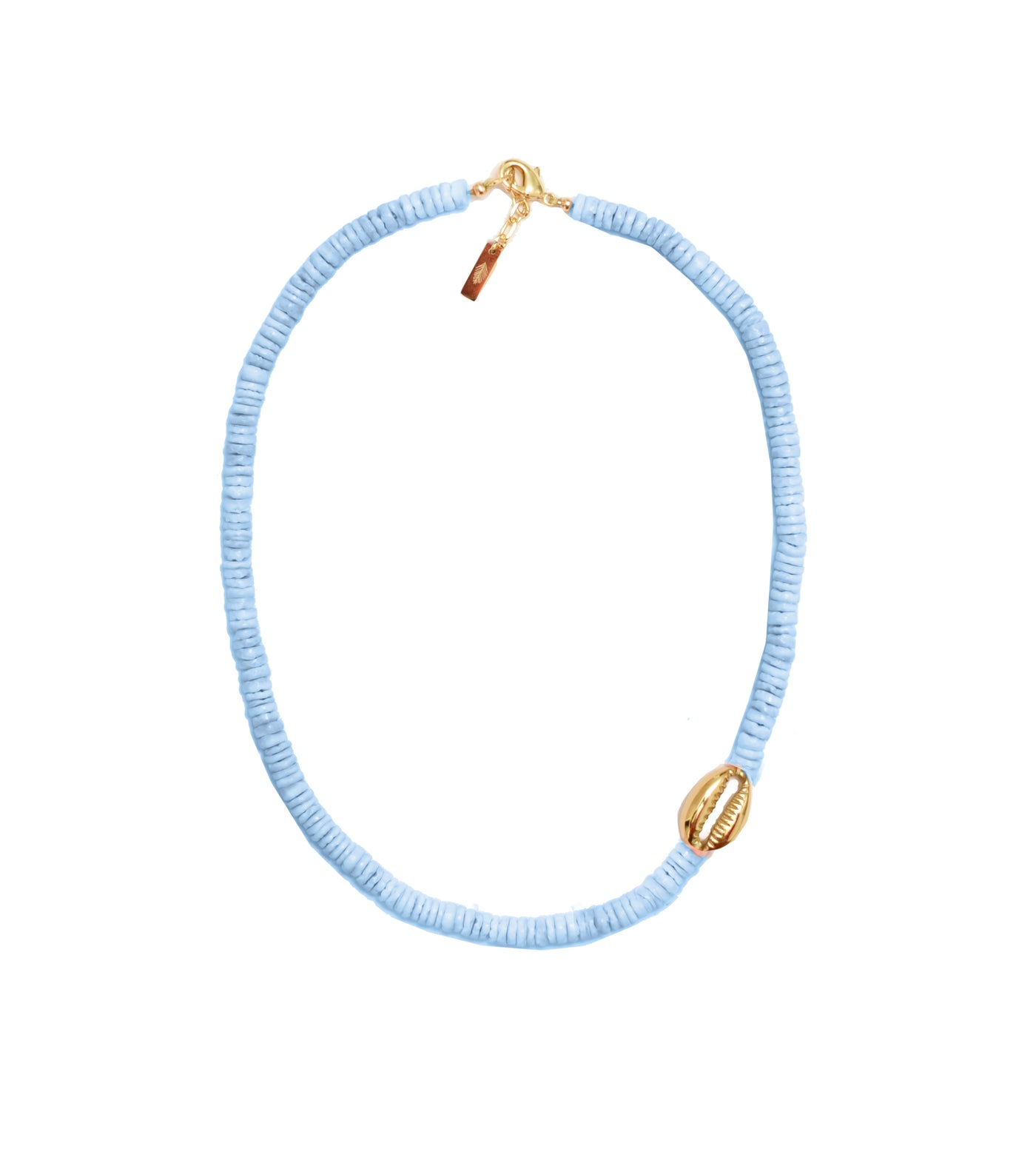 Heishi Mini Gold Shell Choker - Blue