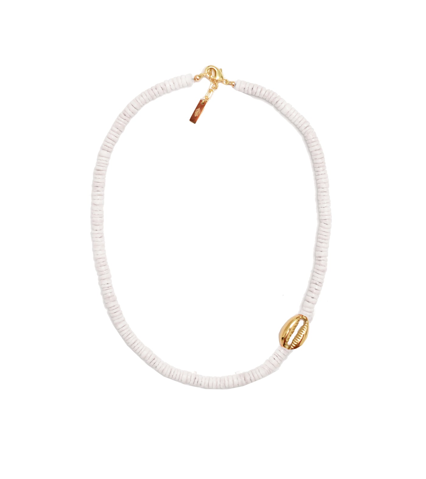 Heishi Mini Gold Shell Choker - White