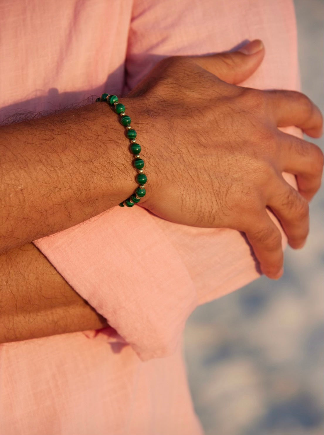 Men's Malachite Bracelet - Gold Filled