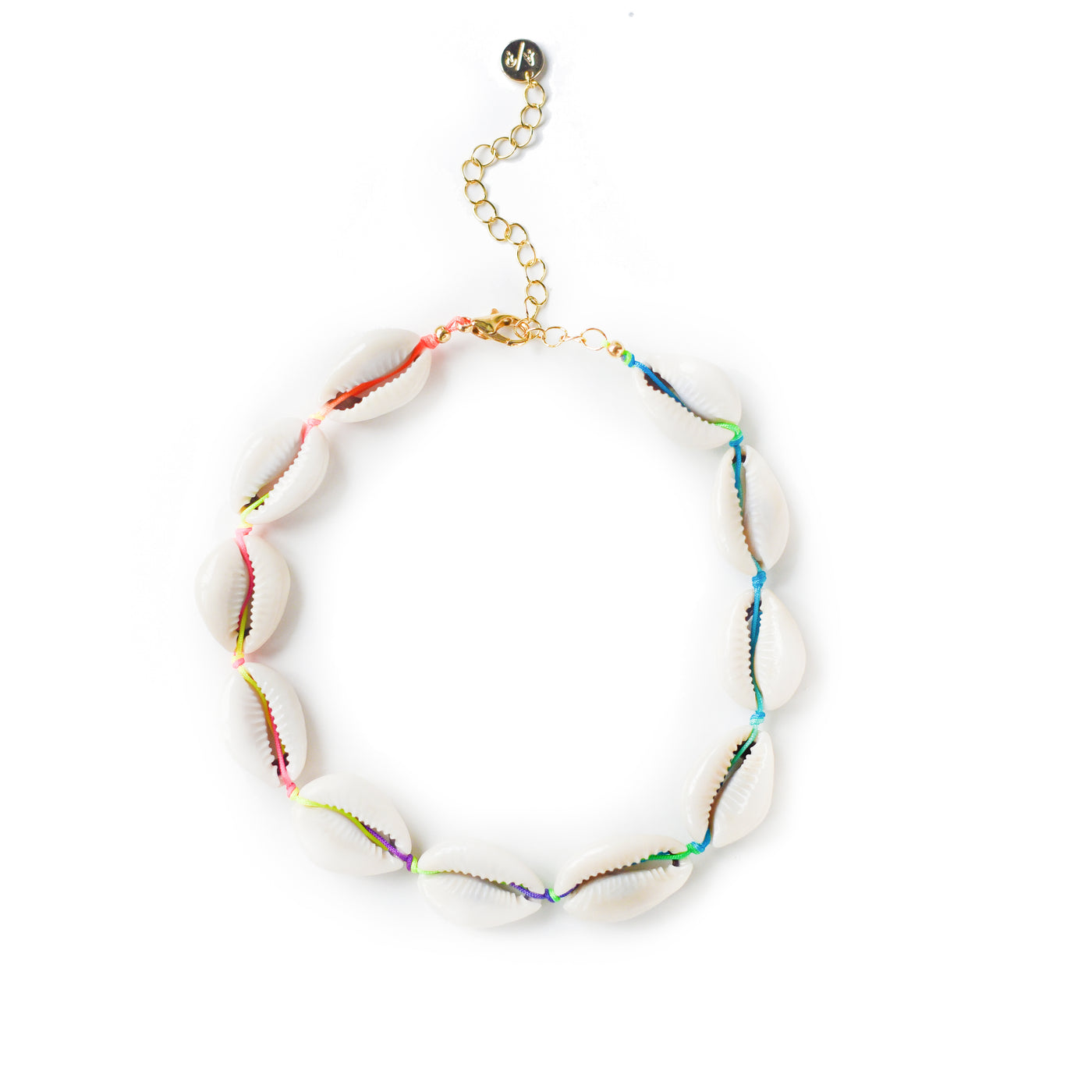Natural Shell Choker on Colored Cord