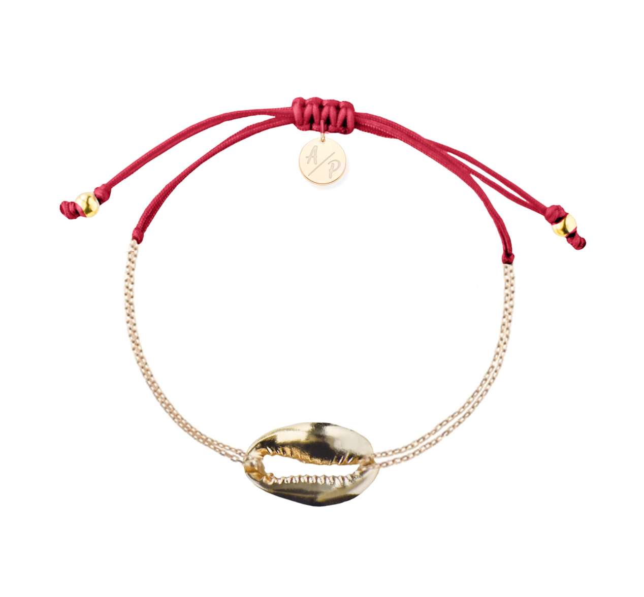 Mini Metal Shell Chain Bracelet - 14k Gold on Colored Cord