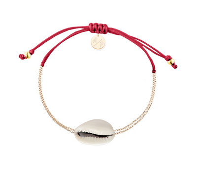 Mini Natural Shell Chain Bracelet - 14k Gold Filled on Colored Cord