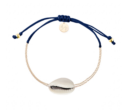 Mini Natural Shell Chain Bracelet - 14k Gold Filled on Colored Cord