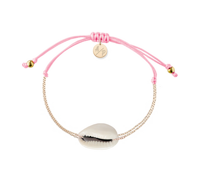 Mini Natural Shell Chain Bracelet - 14k Gold Filled on Colored Cord