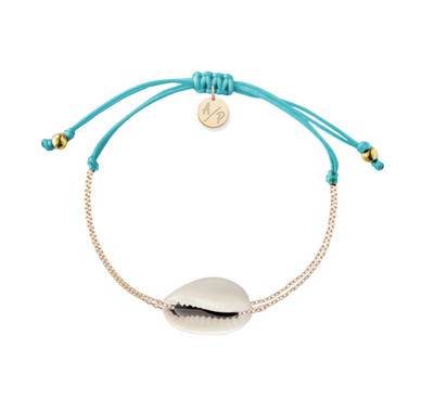 Mini Natural Shell Chain Bracelet - 14k Gold Filled on Colored Cord