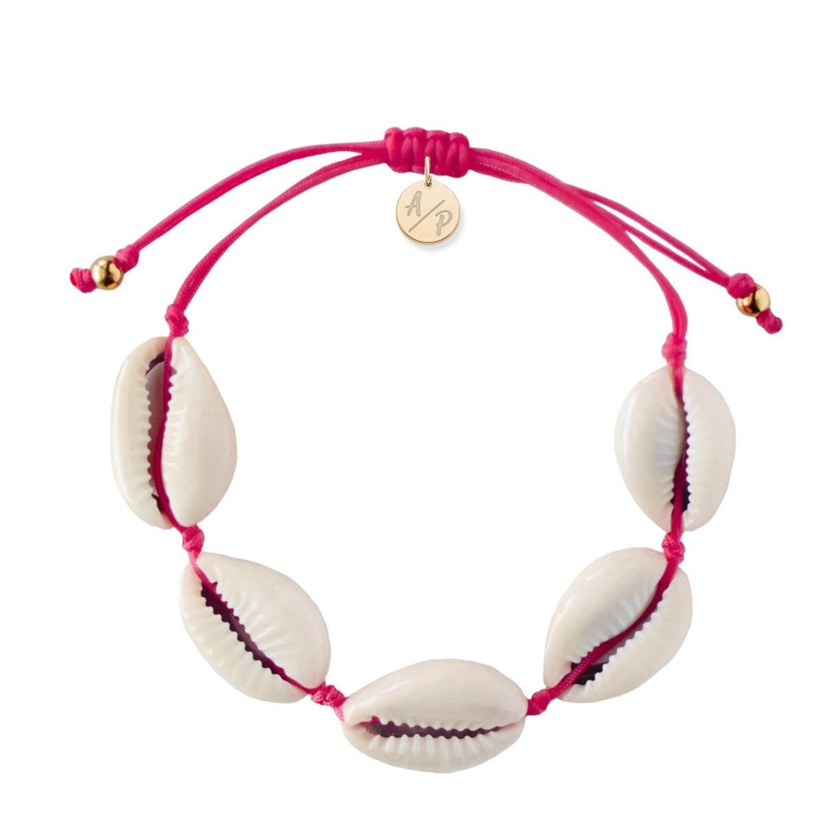 Natural Shell Adjustable Bracelet on Colored Cord
