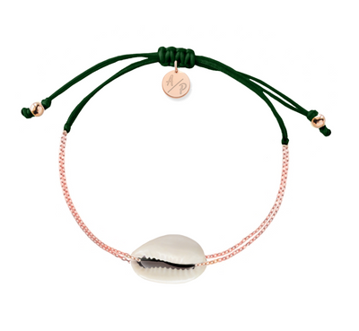 Mini Natural Shell Chain Bracelet - 14k Rose Gold on Colored Cord