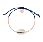 Mini Natural Shell Chain Bracelet - 14k Rose Gold on Colored Cord
