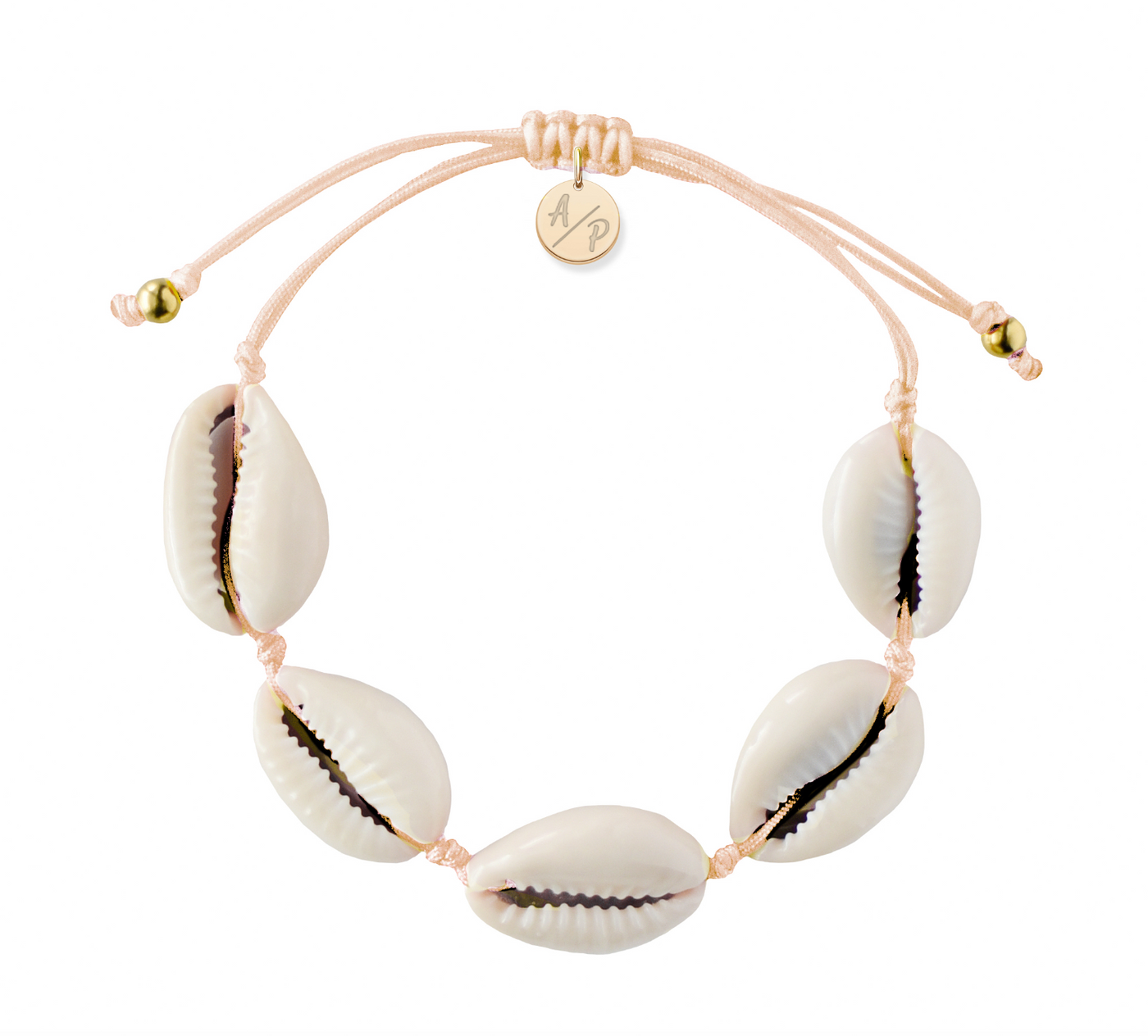 Natural Shell Adjustable Bracelet on Colored Cord