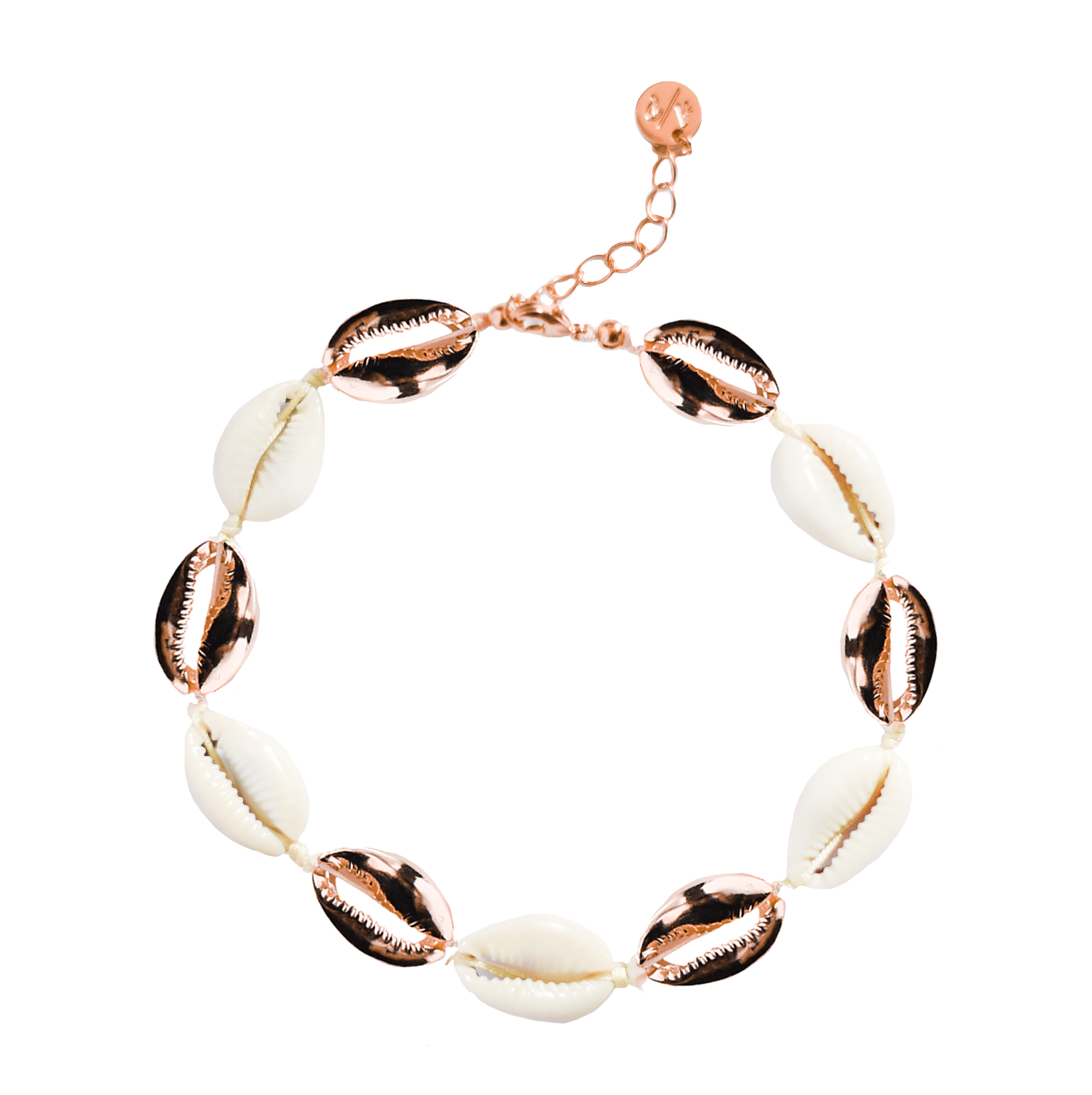 Alternating Mini Shell Anklet - 14k Gold/Rose Gold