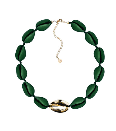 Metal Shell Accent Choker Matte Green - 14k Gold/Rose Gold