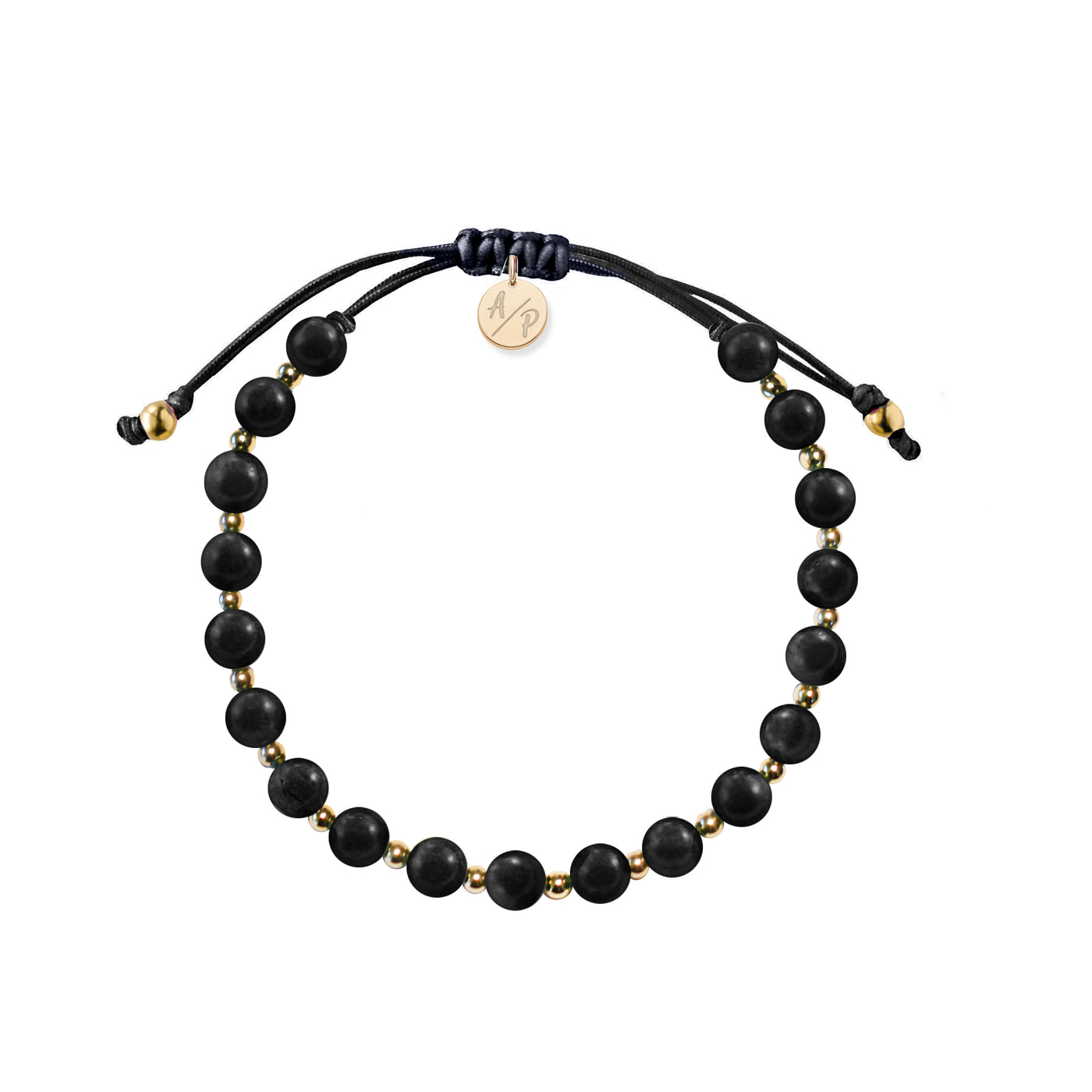 Men's Black Jade Bracelet - Gold Filled