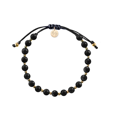 Men's Black Jade Bracelet - Gold Filled