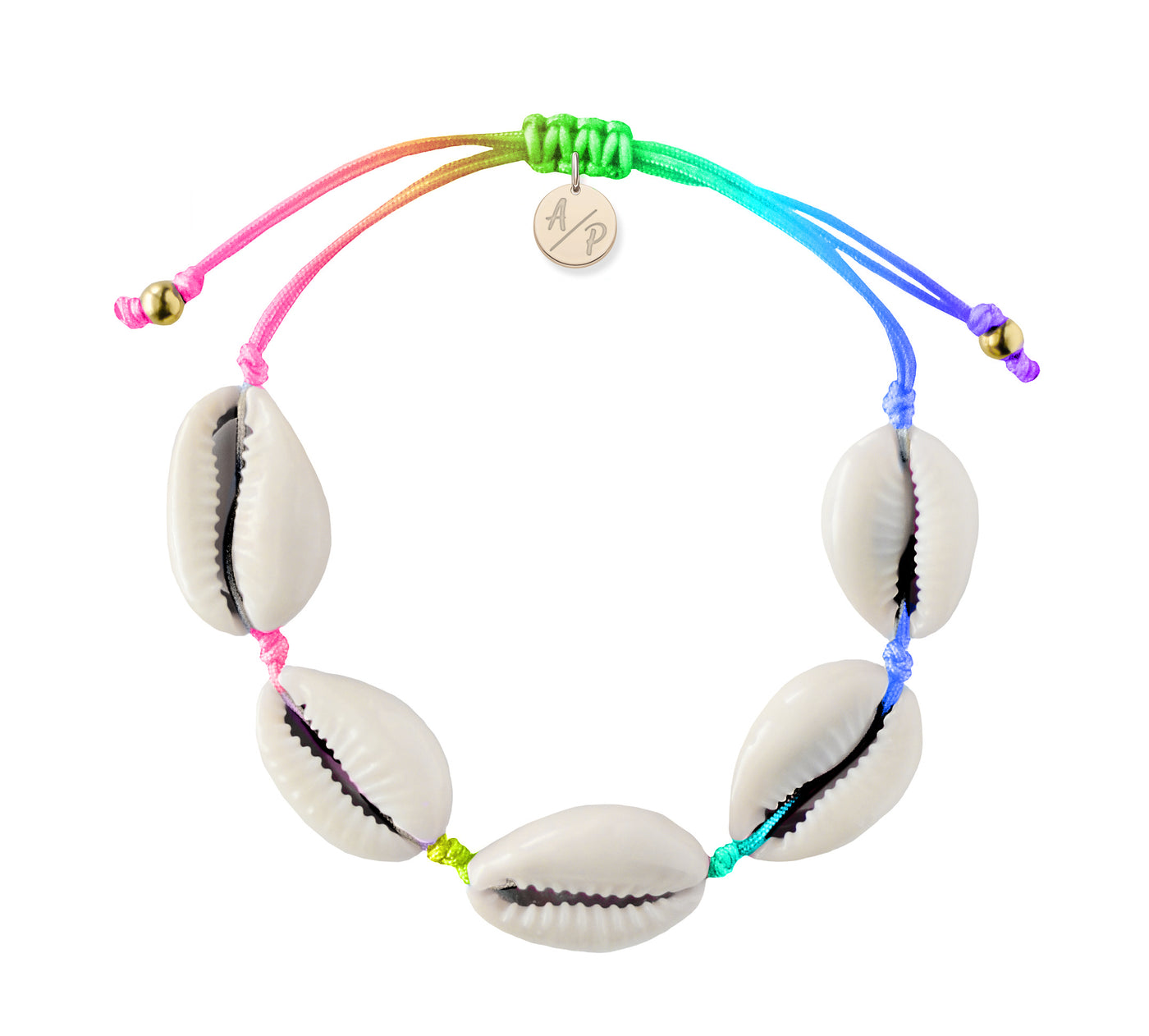 Natural Shell Adjustable Bracelet on Colored Cord