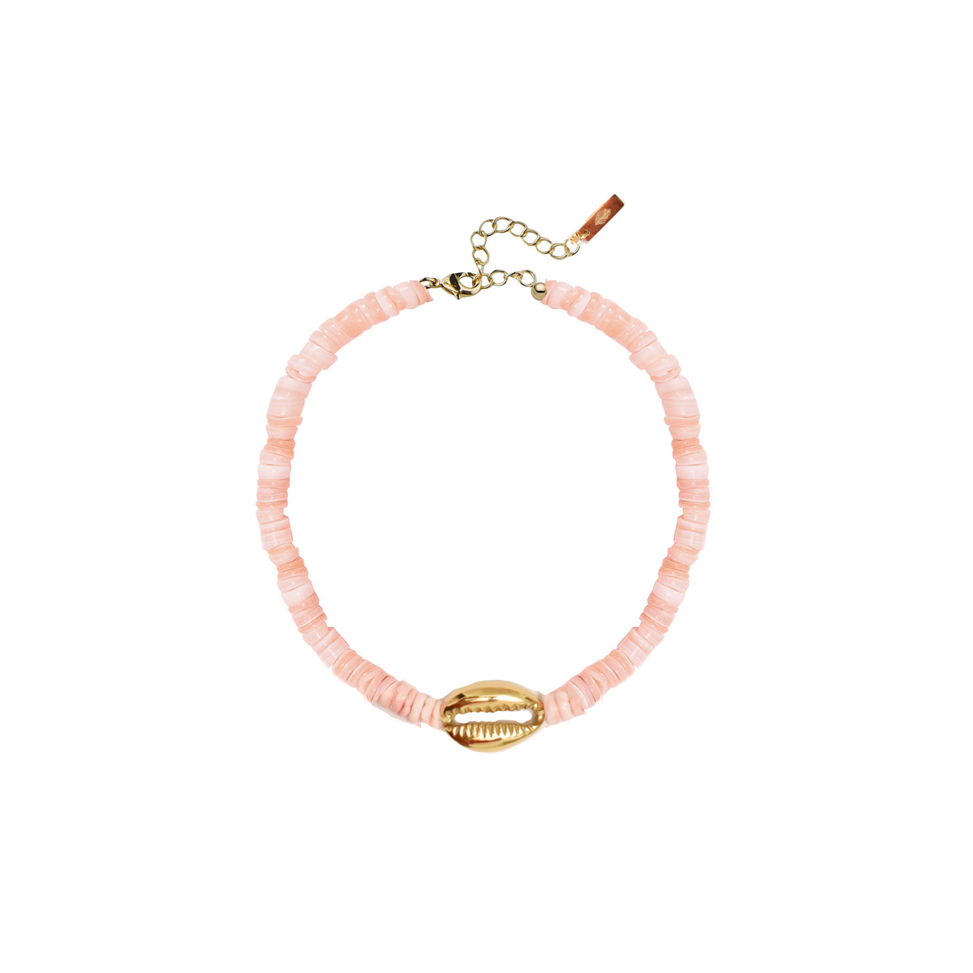 Heishi Mini Gold Shell Anklet - Pink