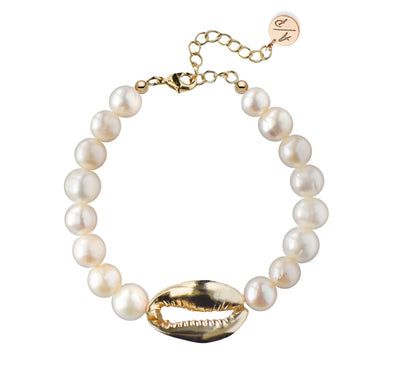 Pearl Bracelet with Shell - 14k Gold/Rose Gold