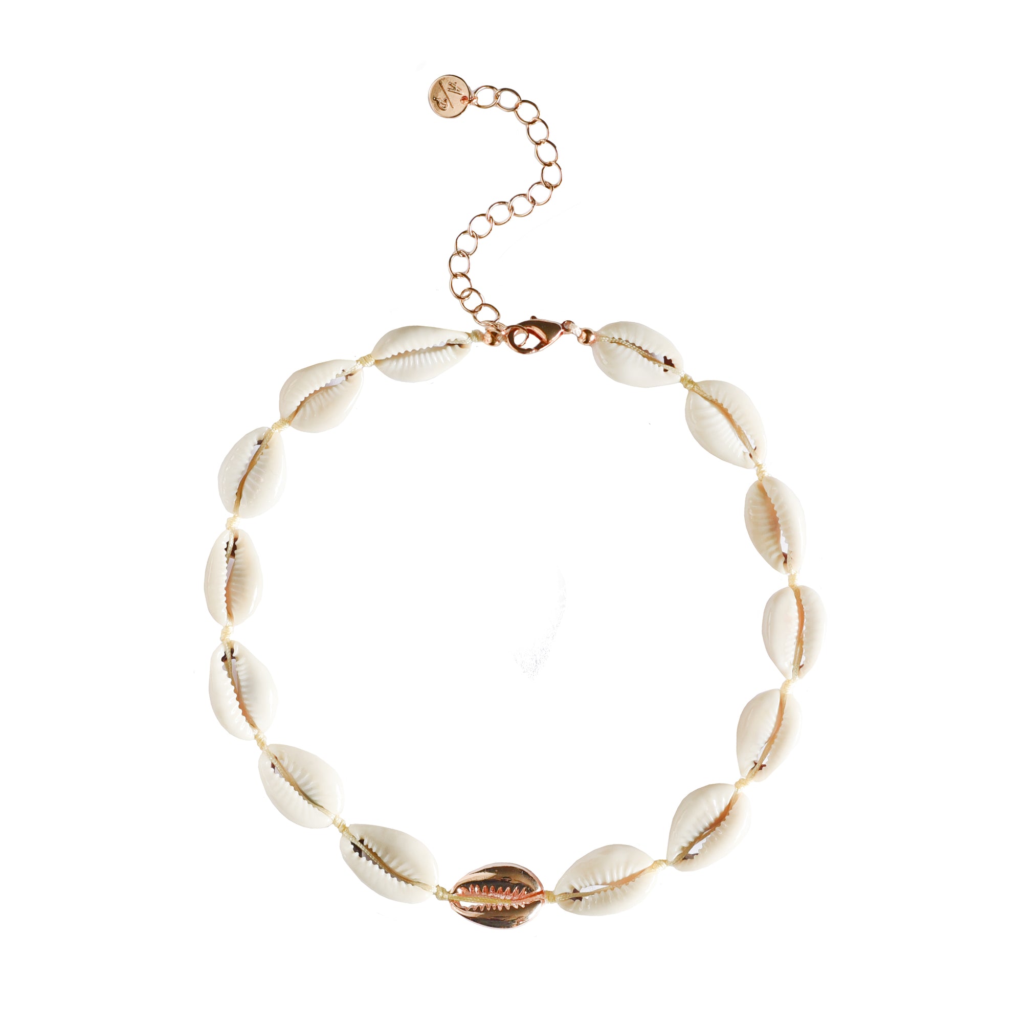 Mini Metal Shell Accent Choker - 14k Gold/Rose Gold
