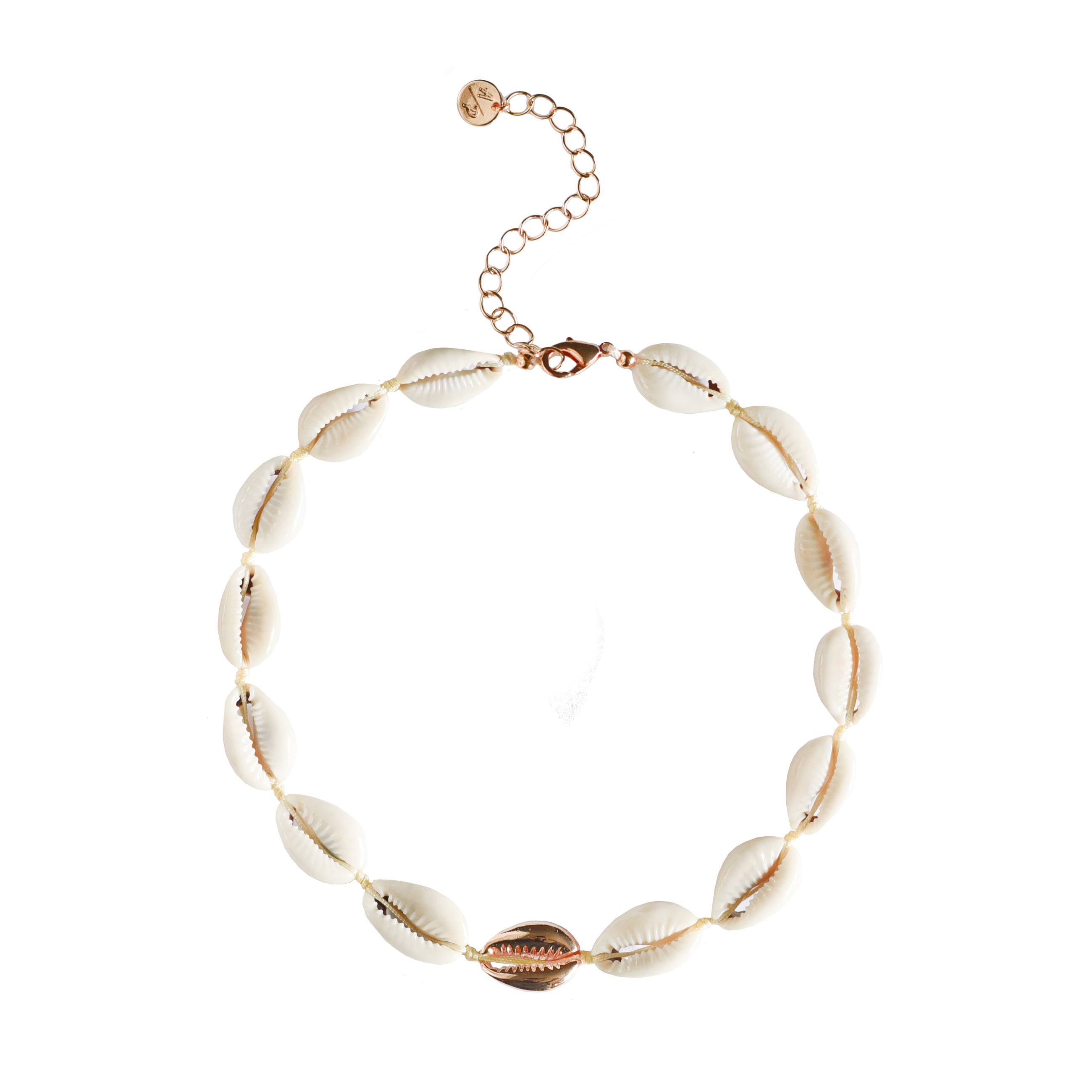 Mini Metal Shell Accent Choker - 14k Gold/Rose Gold