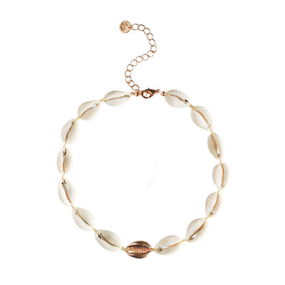 Mini Metal Shell Accent Choker - 14k Gold/Rose Gold