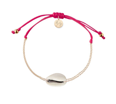 Mini Natural Shell Chain Bracelet - 14k Gold Filled on Colored Cord