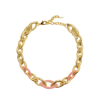 Enamel Links Necklace - Blush