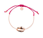 Mini Metal Shell Chain Bracelet - 14k Rose Gold on Colored Cord