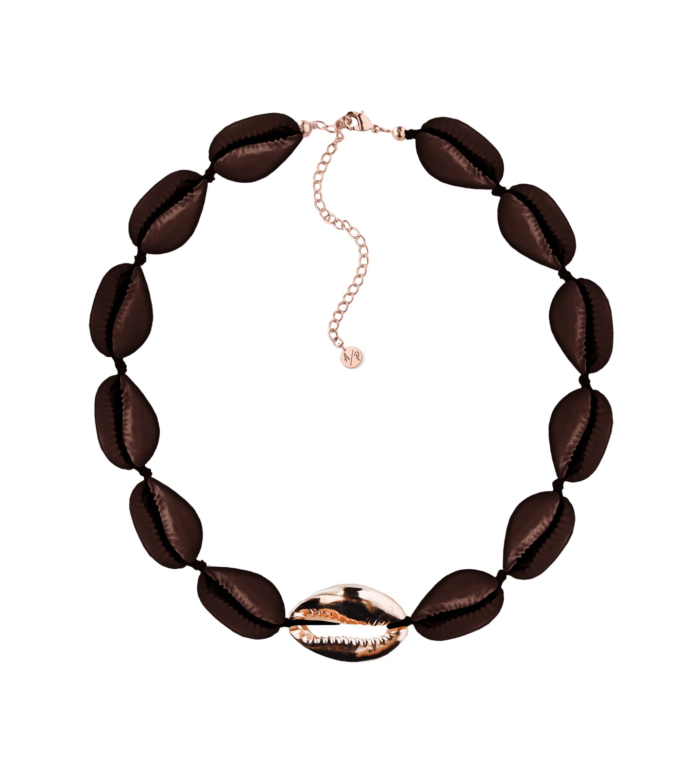 Metal Shell Accent Choker Shiny Brown - 14k Gold/Rose Gold