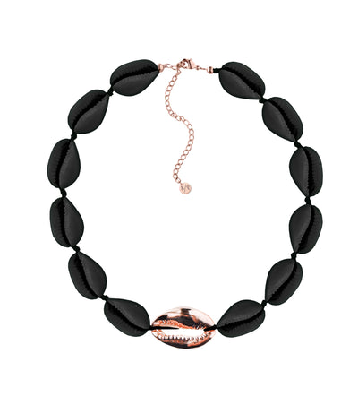 Metal Shell Accent Choker Matte Black - 14k Gold/Rose Gold